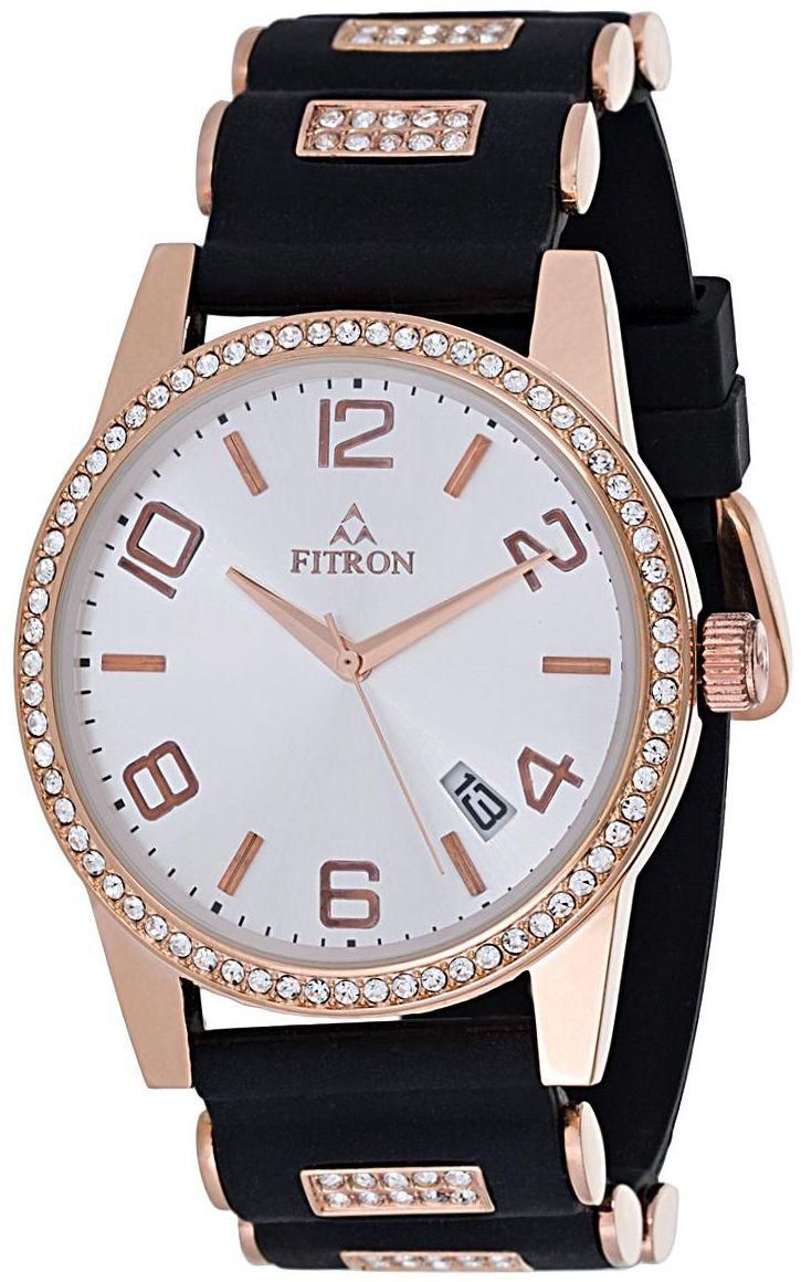Fitron Men's Silver Dial Rubber Band Watch - FT7881M100211