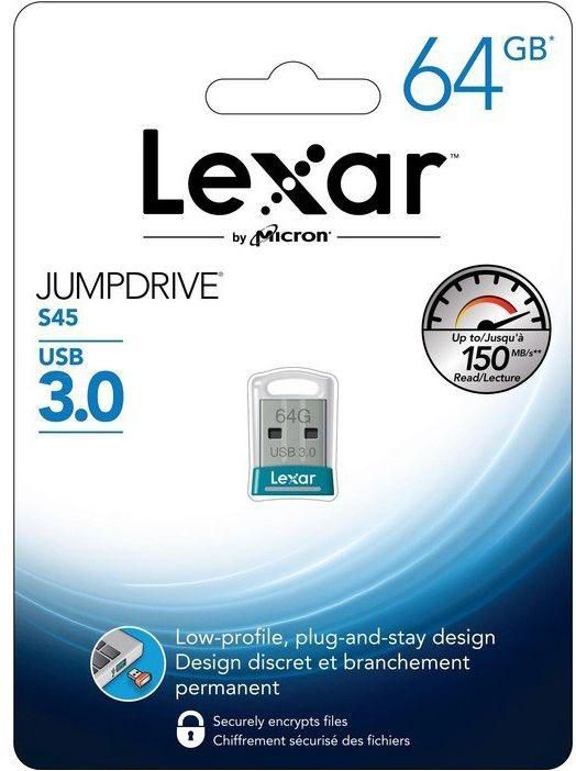 LEXAR 64GB USB 3.0 LOW PROFILE JUMP DRIVE S45