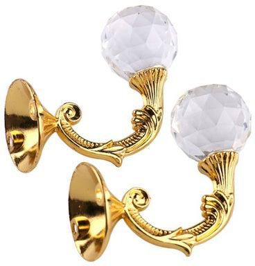 2-Piece Water Wafer Head Barb Curtain Decorative Wall Hook Gold 7 x 7 x 8centimeter