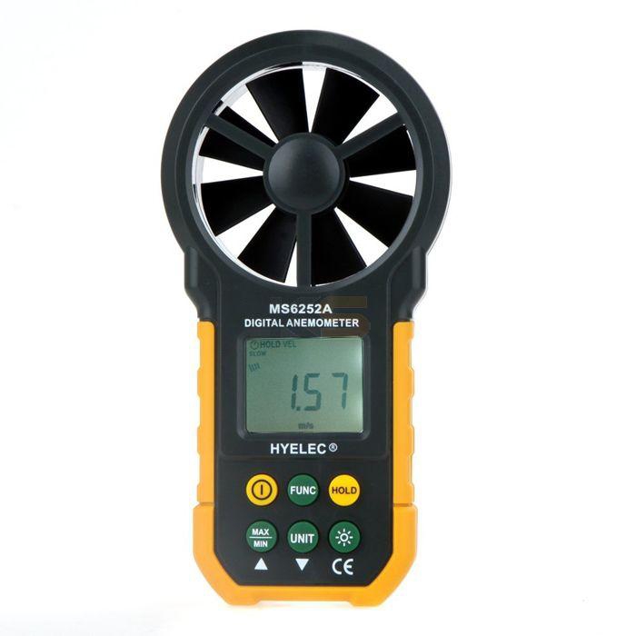 HYELEC MS6252A Multifunction Portable Digital Anemometer Handheld LCD Electronic Wind Speed Air Volume Measuring Meter Backlight-Yellow