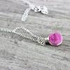 Pink Druzy Sterling Silver Circle Necklace - 18 Inch Length