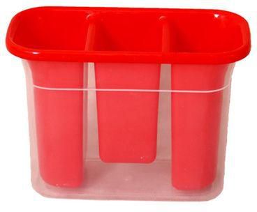 Cutlery Holder With Drain - Red