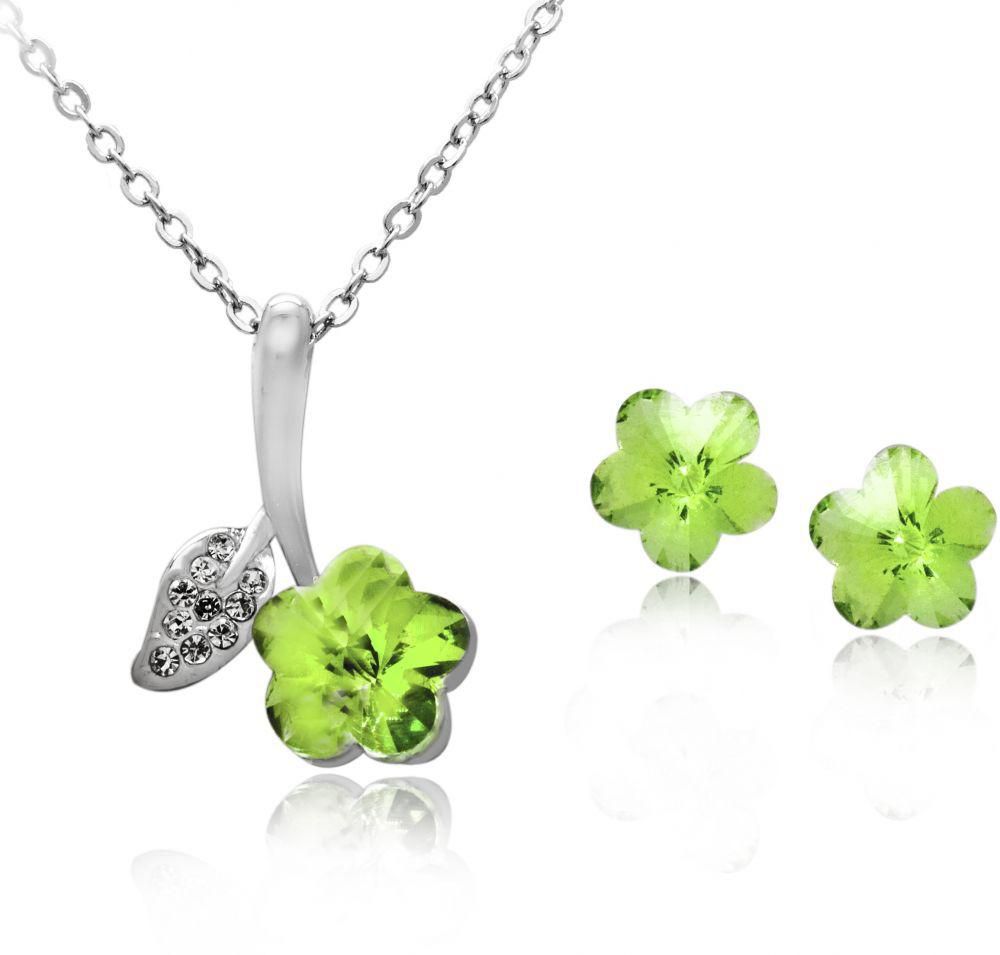 Mysmar White Gold Plated Flower Crystal Jewelry Set [MM260]