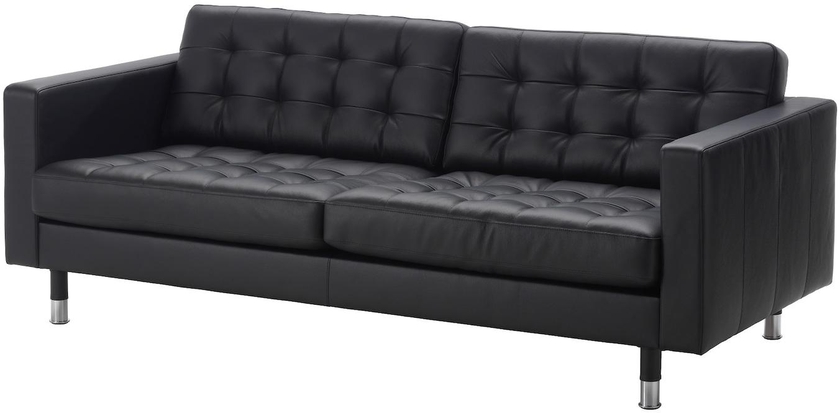 LANDSKRONA Three-seat sofa - Grann/Bomstad black/metal