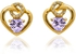 18K Yellow Gold Plated With light purple heart shaped Crystals Jewelry Set [AB125]