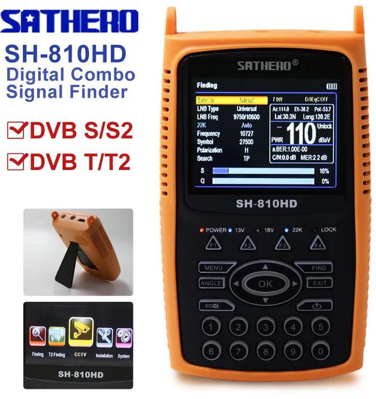 DVB S2 T2 Combo Digital Signal Finder Sathero SH-810HD 1080P SAT Meter TVI AHD 8MP 8PSK 3.5" TFT LCD