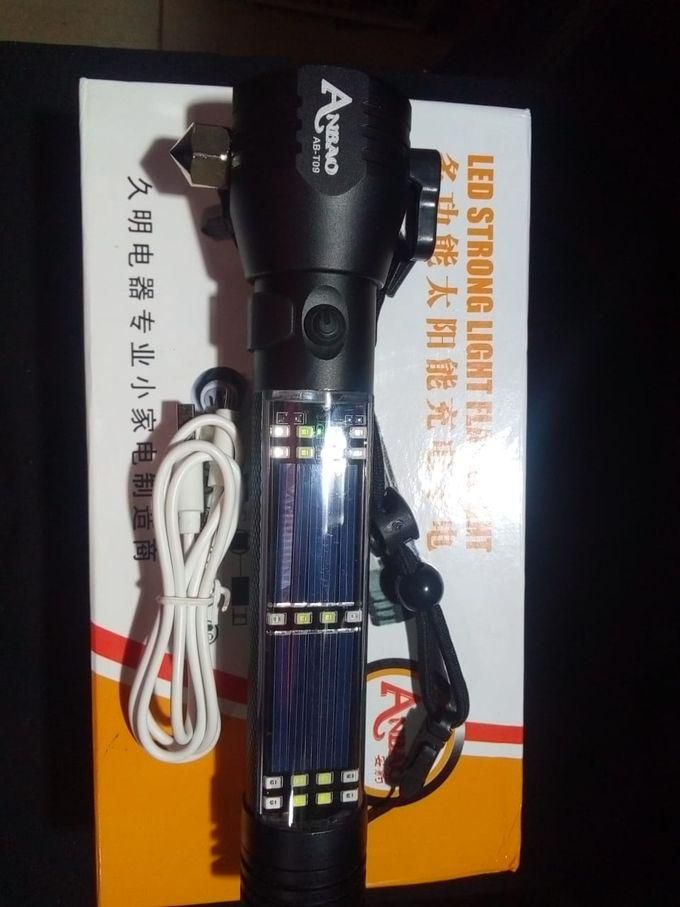 Rechargeable Solar LED Flashlight Torch Without Alarm