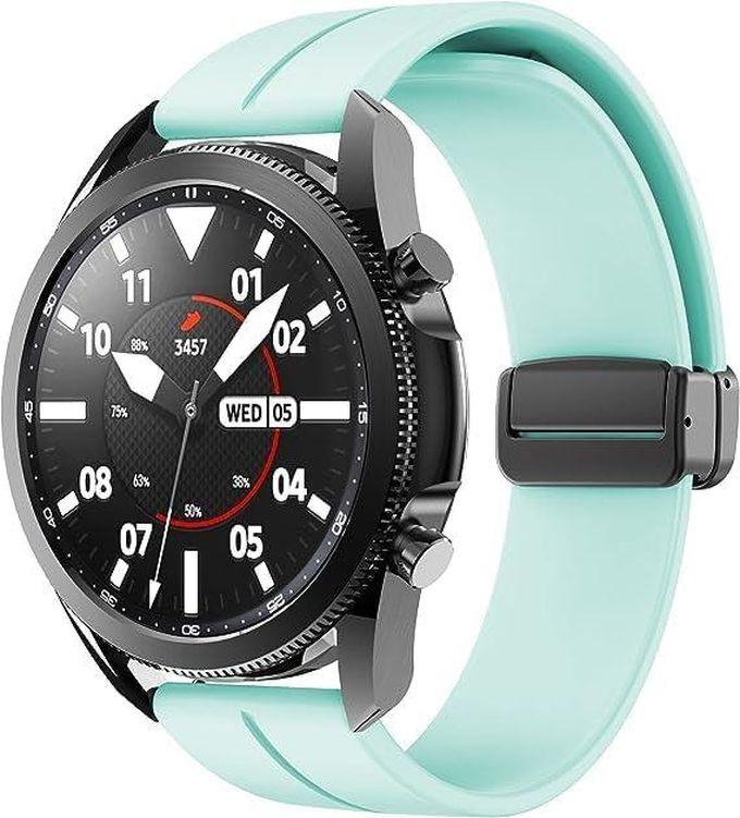 22mm Silicone Magnetic Buckle Watch Band Compatible with Samsung Galaxy Watch 3 45mm / Gear S3 / Huawei GT3 46mm / GT2E / GT2 Pro / Magic 2 46mm / Amazfit / GTR3 (Turquoise)