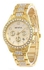 Geneva Wrist Watch With New Fashion Rhinestone Studded Watch - Gold