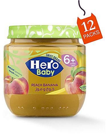 Hero Baby Peach & Banana Jar - 12 packs
