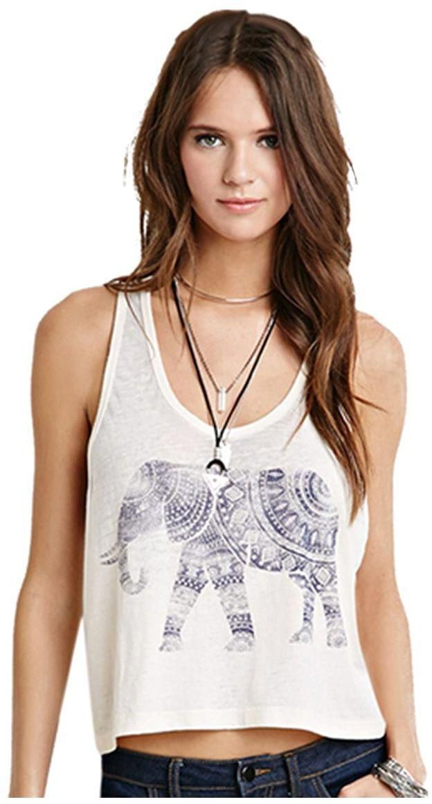 Jolly Chic Polyester Scoop Neck Tank Top For Women - X-Large, White