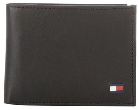Tommy Hilfiger Leather Men's Wallet Dore Passcase Bifold, Black-31TL11X033