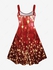 Plus Size Heart Tassel Sparkling Sequin Glitter 3D Print Tank Party Dress - Xs