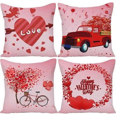 Set Of 4 Cotton Cushion Cover linen Lovers C 18x18inch