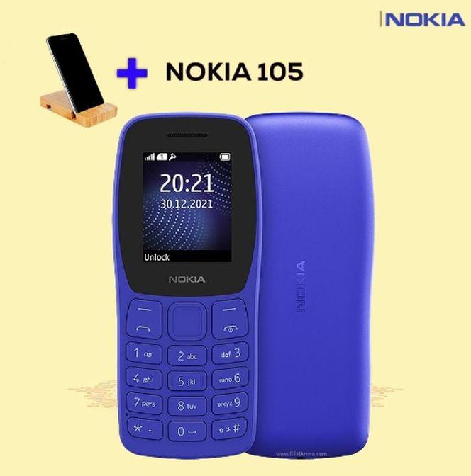 Nokia 105 Dual Sim - Mobile Phone - Blue +Free Mobile Holder