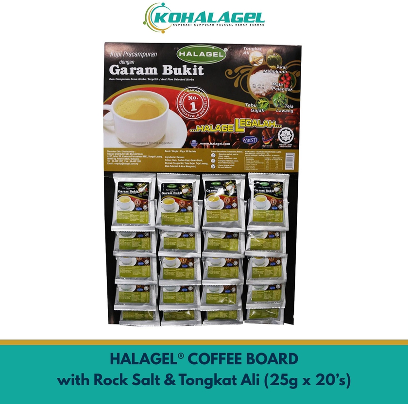 Halagel Herbal Coffee with Rock Salt and Tongkat Ali (20's x 25g)