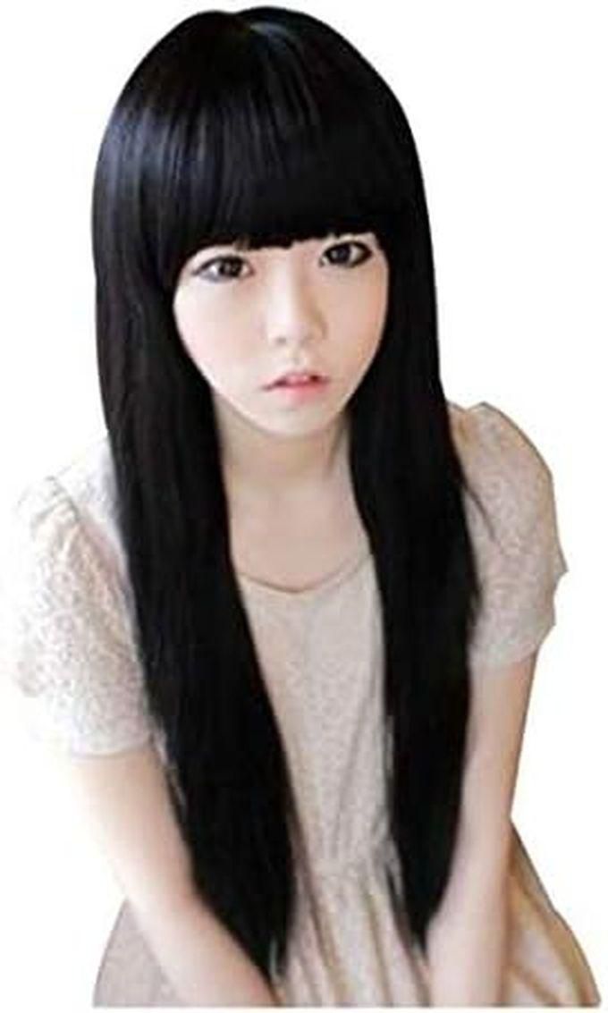 Synthetic Wig, Long Straight, Slightly Curly Wig In Black