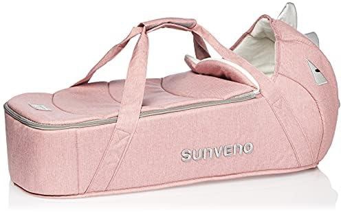 Sunveno Foldable Travel Carry Cot, Baby Bed & Baby Lounger, Portable & Foldable Bassinet, Bedside Sleeper, Washable Bed, Newborn Babies Travel Bed for Air Cabin 0-12 Months-Pink