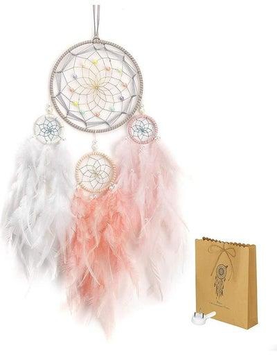 Decorative Handmade Feather Lace Dream Catcher Multicolour