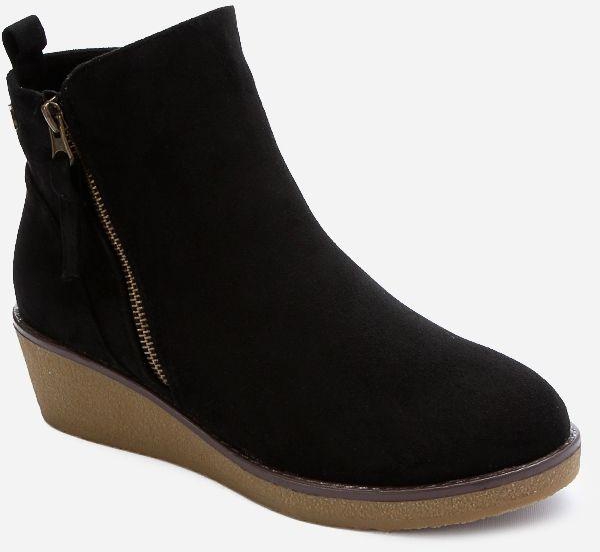 Shoe Room Zipper Half Boots - Black