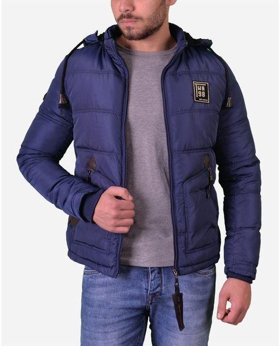 Town Team Hooded Bomber Jacket - Navy Blue
