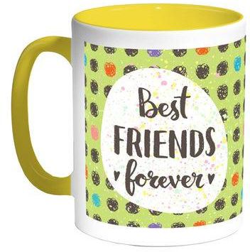 Best Friends For Ever Printed Coffee Mug Yellow/Green/White