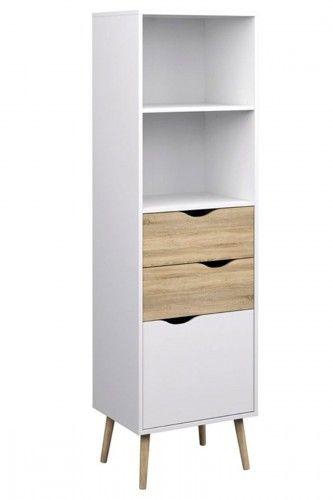 Delta Bookcase 2 Drawers with 1 Door By TVilum, White, 75382 49Ak