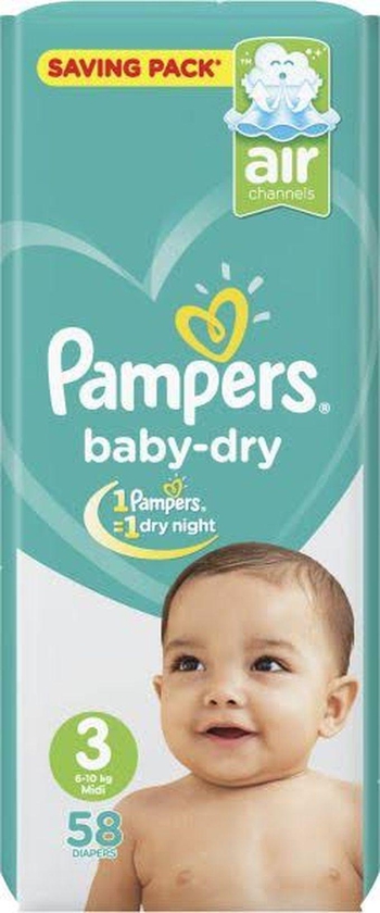 Pampers Baby Dry Diapers-size 3-from 6 Kgm To 10 Kgm-58 Diapers