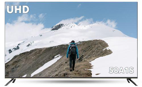 Syinix 58A1S تليفزيون جوجل أندرويد ال اي دي بدون حواف 58 بوصة HDR 4K الترا اتش دي مع ريسيفر مدمج من - أسود