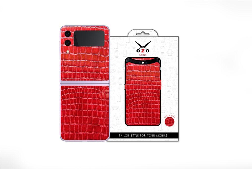 OZO Skins OZO Luxury Skin Red Leather Snack (SC115BLCA) For Samsung Galaxy Z Flip 5