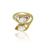 Yellow Gold Plated Ring With White Crystals [ANT041RI]