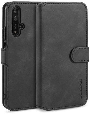 DG.MING Retro Oil Side Horizontal Flip Case With Holder & Card Slots & Wallet For Huawei Honor 20(Black)