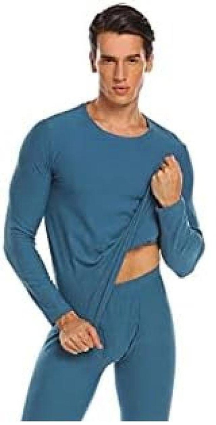 Set Of Full Sleeve & Pant Thermal For Men Turquoise