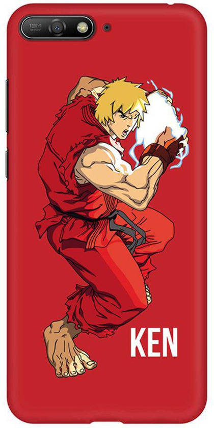 Matte Finish Slim Snap Basic Case Cover For Huawei Y6 (2018) Street Fighter - Ken (Red)
