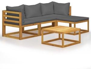 Vidaxl 5 Piece Garden Lounge Set With Cushions Solid Acacia Wood