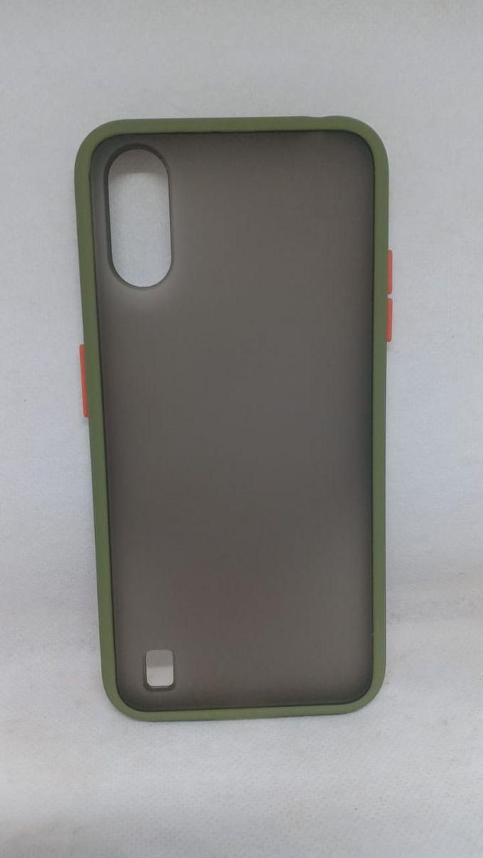 Fashion Case Charcoal Back Cover For Samsung A01 - Green/Orange
