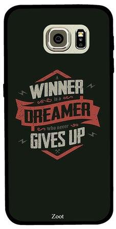 غطاء حماية واقٍ لهاتف سامسونج جالاكسي S6 إيدج نمط مطبوع بعبارة "Winner Is A Dreamer Who Never Gives Up"
