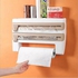 3 In 1 Paper Dispenser With Top Shelf Cling Film Wrap Aluminum Foil & Kitchen Roll Dispenser