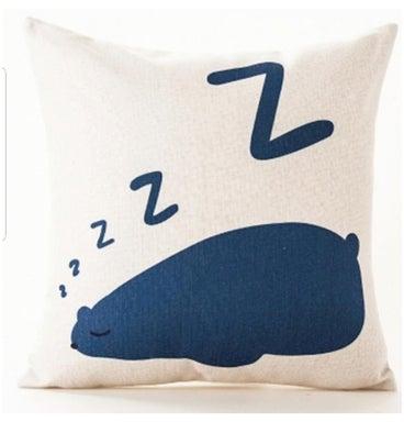 غطاء وسادة زينة بطبعة حيوان نائم بيج / الأزرق 45x45سنتيمتر