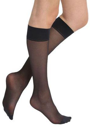 Carina Socks - Voile Socks - Knee High - For Women - Black