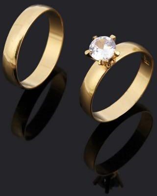 18k Pure Gold Wedding Ring Set 