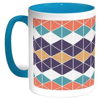 Geometric Printed Coffee Mug Turquoise/White 11ounce