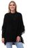 Chunky Knit Buttoned Poncho With Pockets - Black