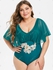 Mesh Panel Floral Embroidered Applique One-piece Plus Size Swimsuit - 4x