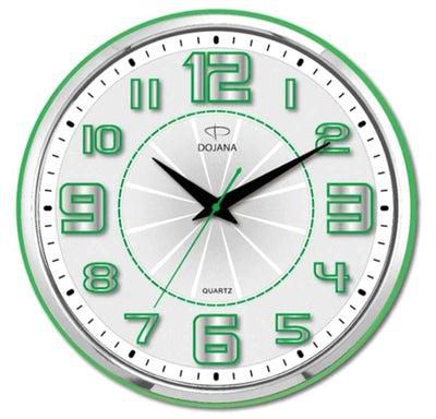ساعة حائط بعقارب ذات تصميم دائري أبيض/أخضر