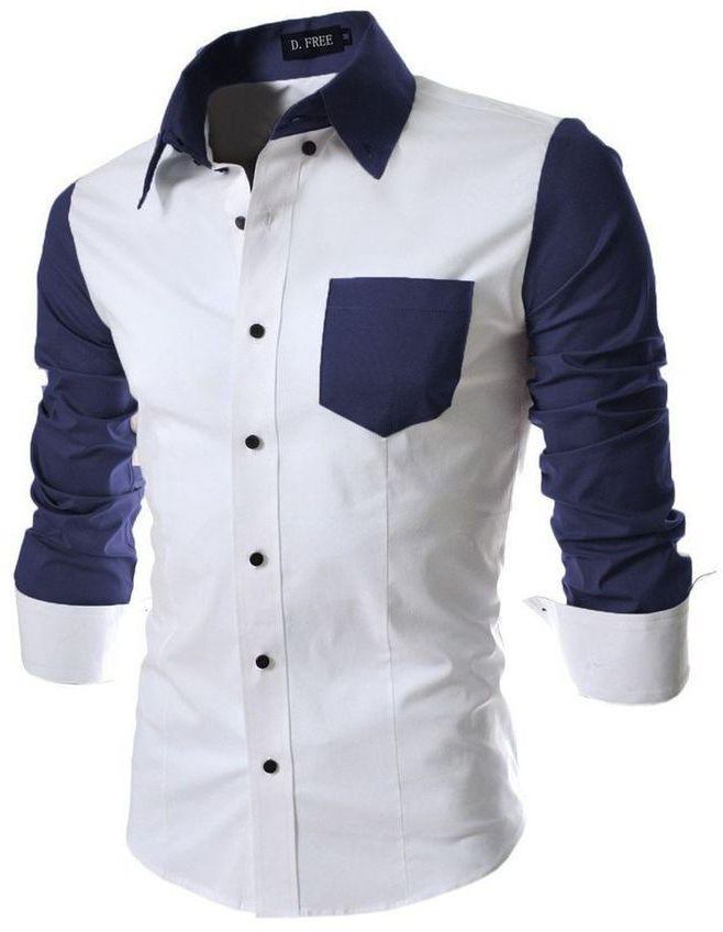Fashion White/blue Casual Shirt
