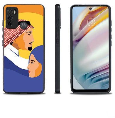 TPU Protection and Hybrid Rigid Clear Back Cover Case Saudi Man with Woman for Motorola Moto G60S