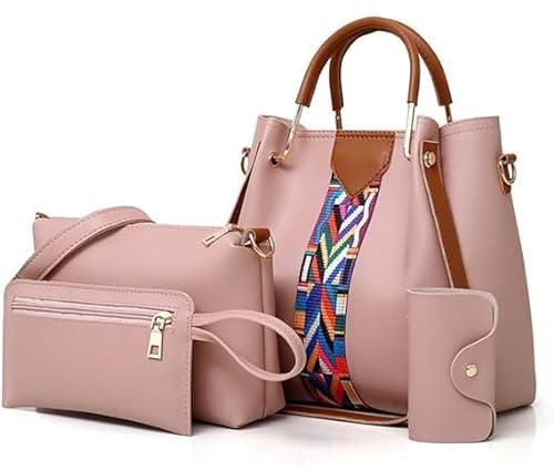 Homarket 4Pack Women Handbag Set, Soft PU Leather Top Handle Bags Set, Shoulder Bags Crossbody Bag Wallet Purse,Tote Bag
