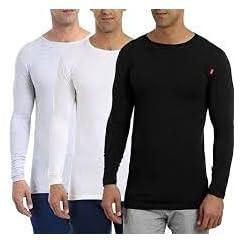 Round-Neck Long-Sleeve Solid Undershirt for Men, Set of 3