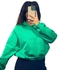 Solid Hoodie With Capiccio Full Sleeve For Women - Green